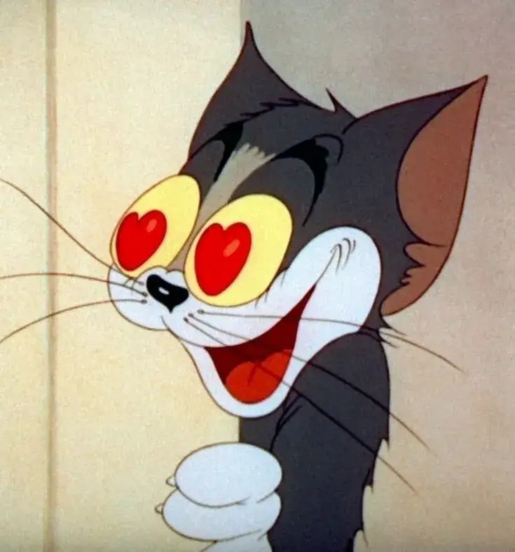 Mèo Tom cười nhăn nhở, dáng vẻ siêu troll.