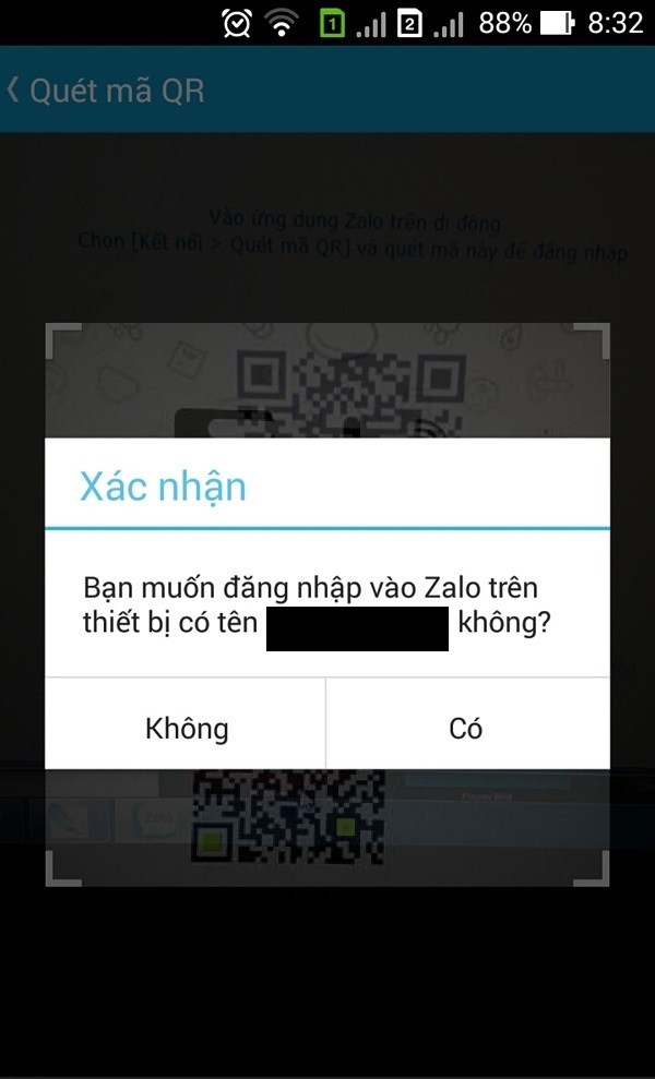 Điện thoại quét mã QR để đăng nhập Zalo PC