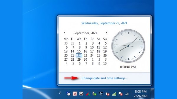 Nhấn chọn “Change date and time settings”