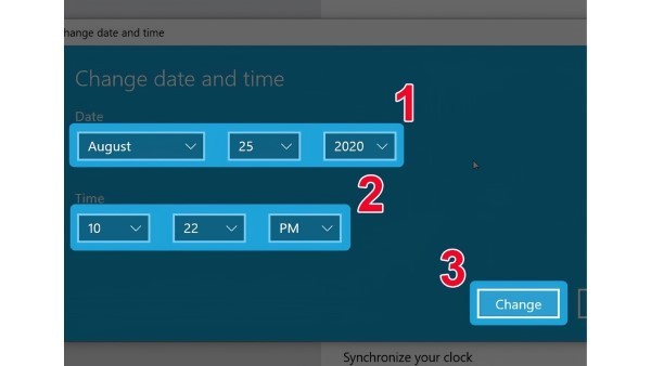 Điền chính xác thời gian vào các trường “Date” và “Time”