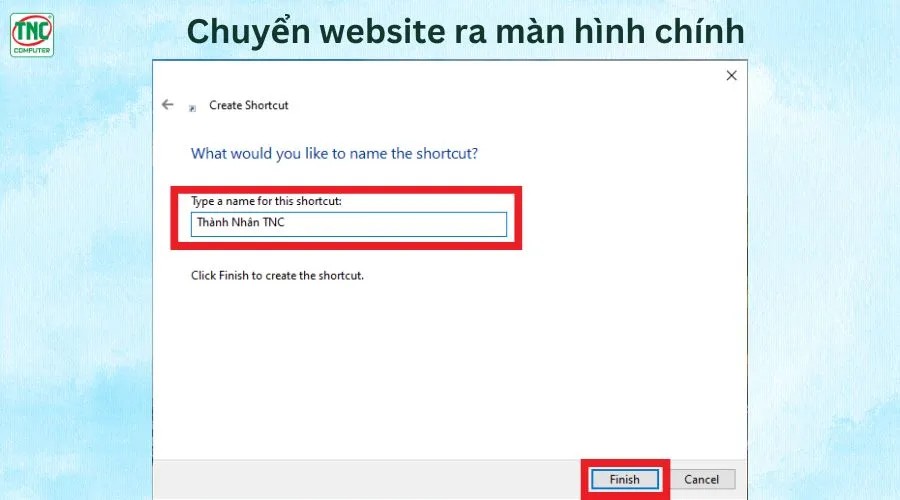 Đặt tên cho shortcut trang web