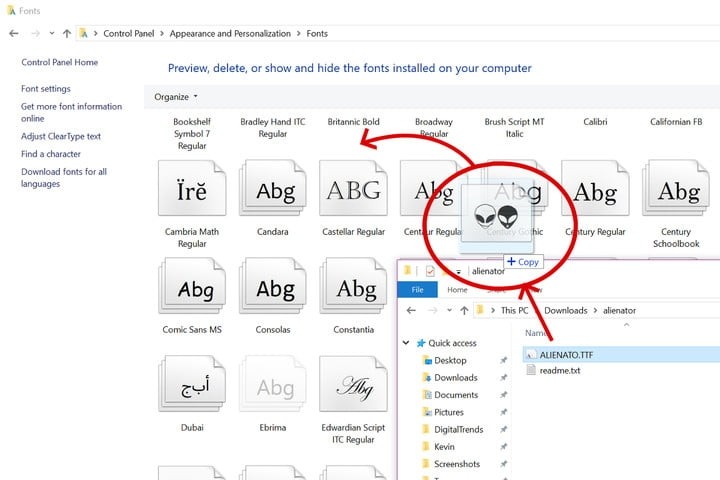 Thư mục Fonts trong Control Panel