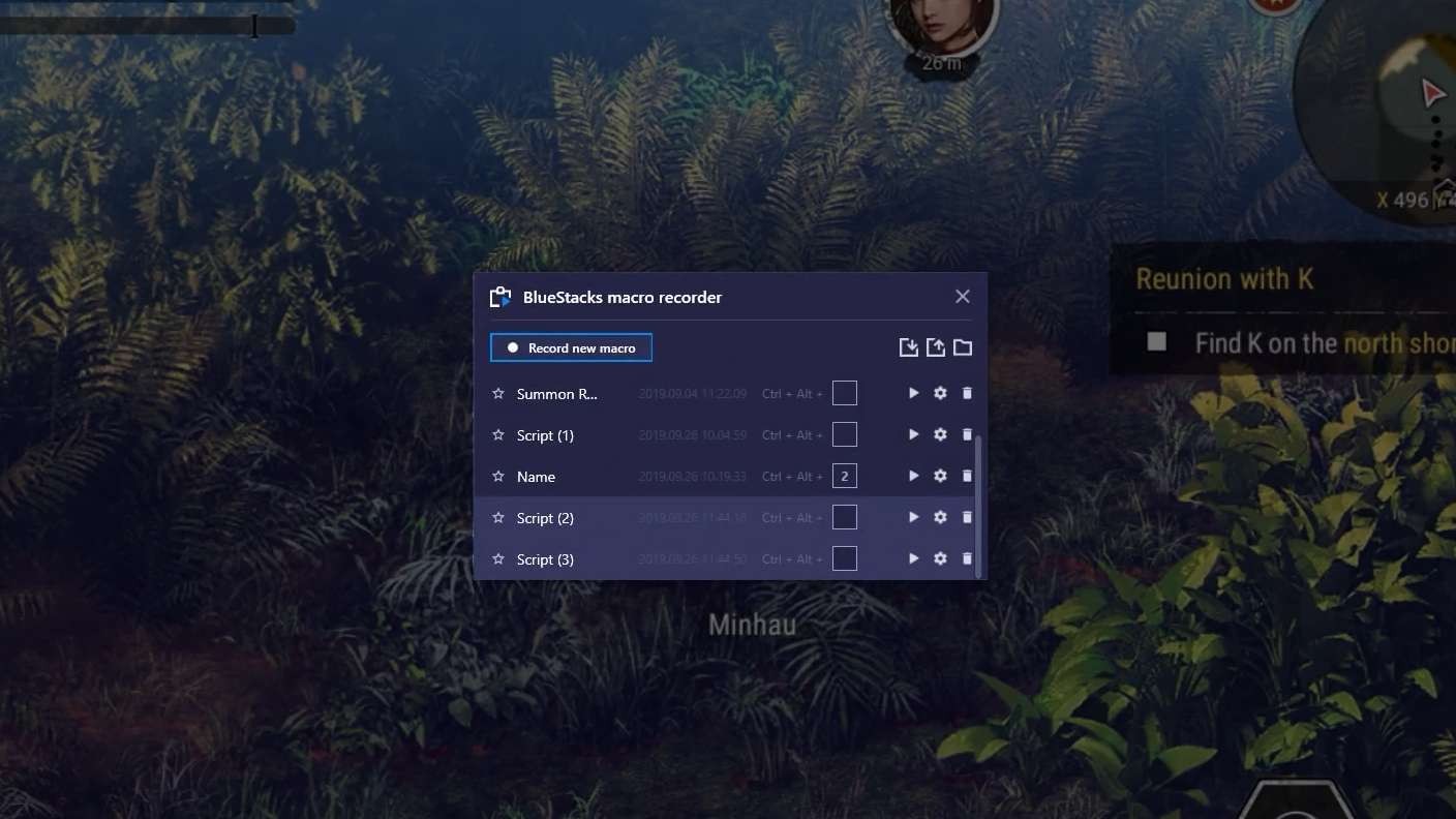 Mô tả các macro được tạo sẵn hoặc có thể tùy chỉnh trong BlueStacks để tự động hóa hành động trong game