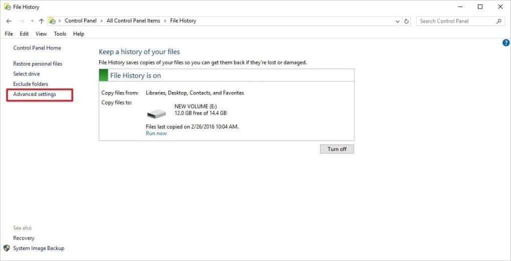 Xóa File history để giải phóng dung lượng