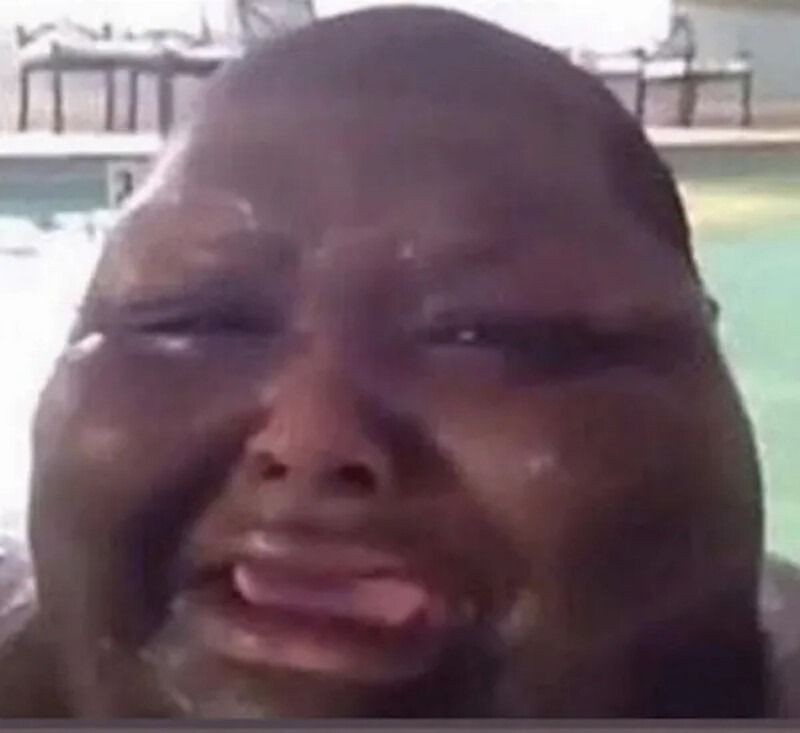 Meme anh da đen buồn bã, thất vọng thể hiện sự cạn lời hoặc chán nản