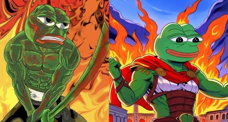 Meme ếch giận dữ với khuôn mặt cau có và ánh mắt bốc lửa