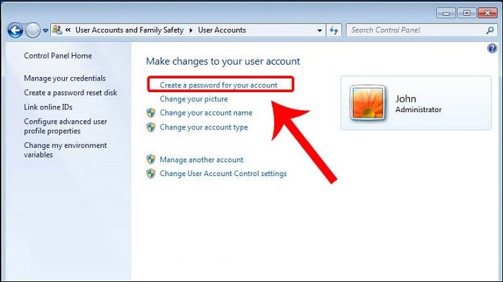 Sau đó bạn chọn vào Create a password for your account