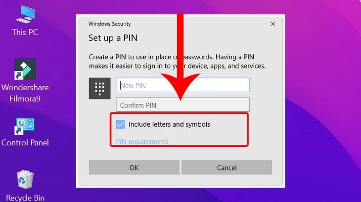 Bạn nhấn chọn Include letters and symbols để đặt mật khẩu với ký tự đặc biệt