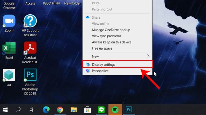 Mở Display settings để chỉnh độ tương phản