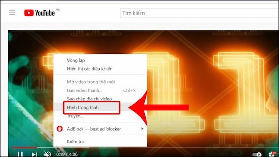 Đưa Youtube ra màn hình với trình duyệt Google Chrome bước 1
