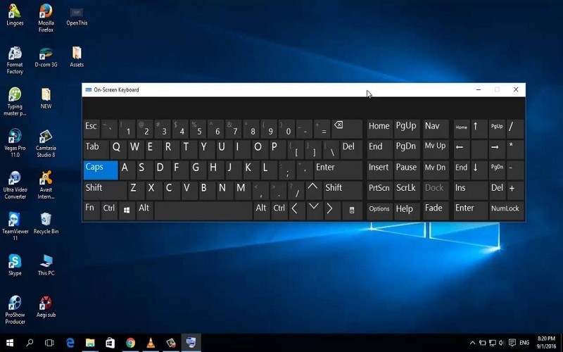 Giao diện bàn phím ảo trên hệ điều hành Windows 7, sẵn sàng để nhập liệu