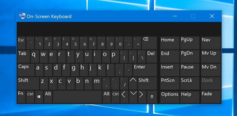 Cửa sổ bàn phím ảo trên Windows 10, hiển thị đầy đủ các phím chức năng