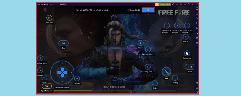 Ấn nút Lưu và bắt đầu chơi game freefire