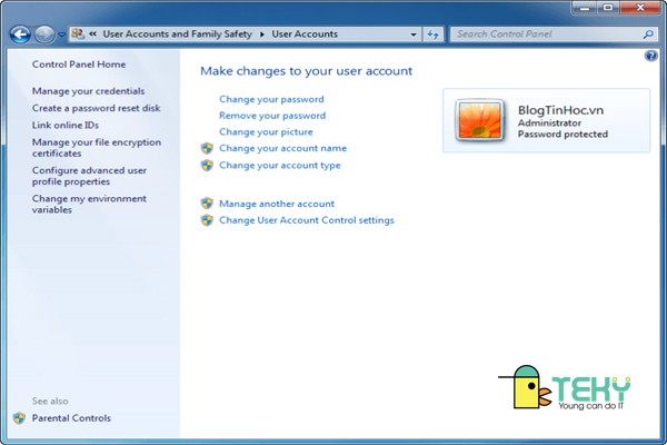 Hướng dẫn thay đổi mật khẩu cho máy tính Windows 7