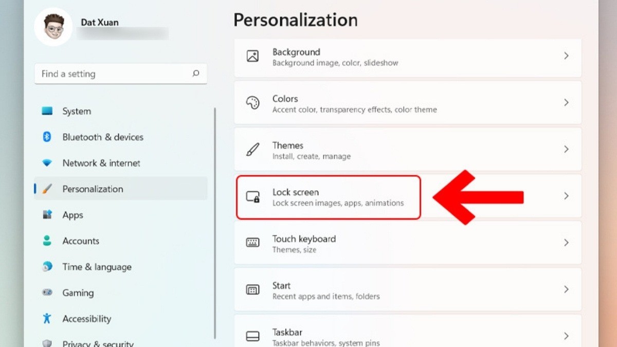 Chọn Personalize và Lock screen để tùy chỉnh màn hình khóa