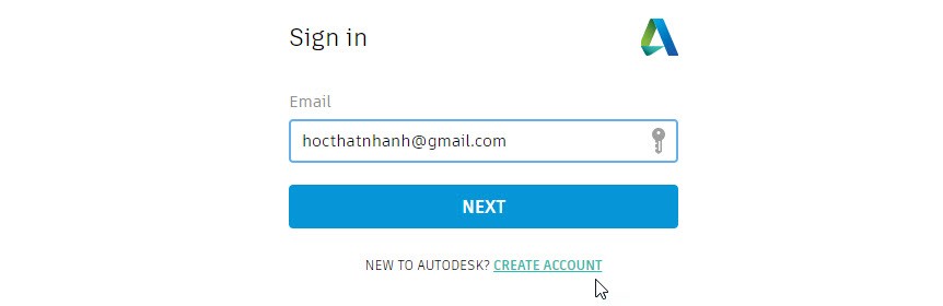 Màn hình đăng nhập tài khoản Autodesk để tải phần mềm