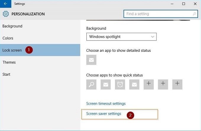 Tiếp tục cài đặt màn hình chờ máy tính bằng Settings.