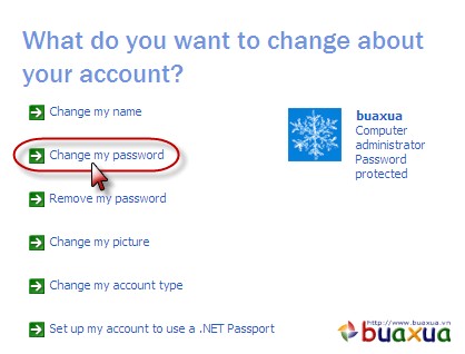 Chọn Change my password để thay đổi mật khẩu