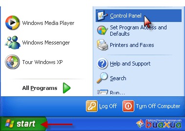 Truy cập Control Panel từ Menu Start