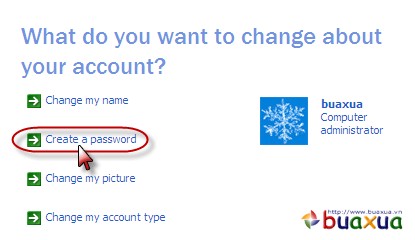 Chọn tùy chọn Create a password