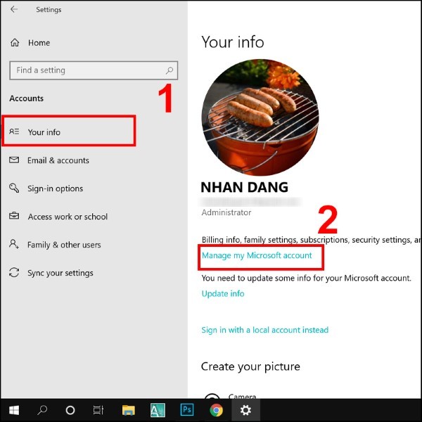 Chọn vào Manage my Microsoft Account
