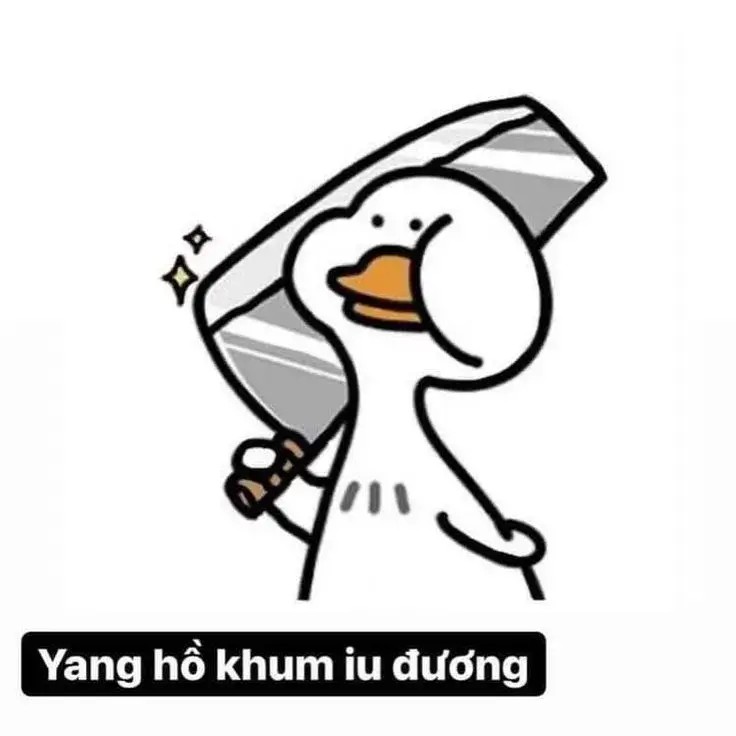 Meme chú vịt cầm dao bầu với biểu cảm đầy tính troll