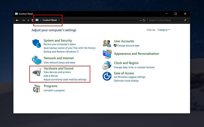Tìm kiếm Control Panel trên Windows 10
