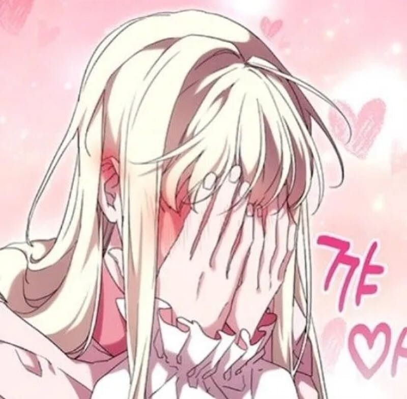 Hình ảnh một nhân vật anime với khuôn mặt đỏ bừng, thể hiện sự ngượng ngùng rõ rệt