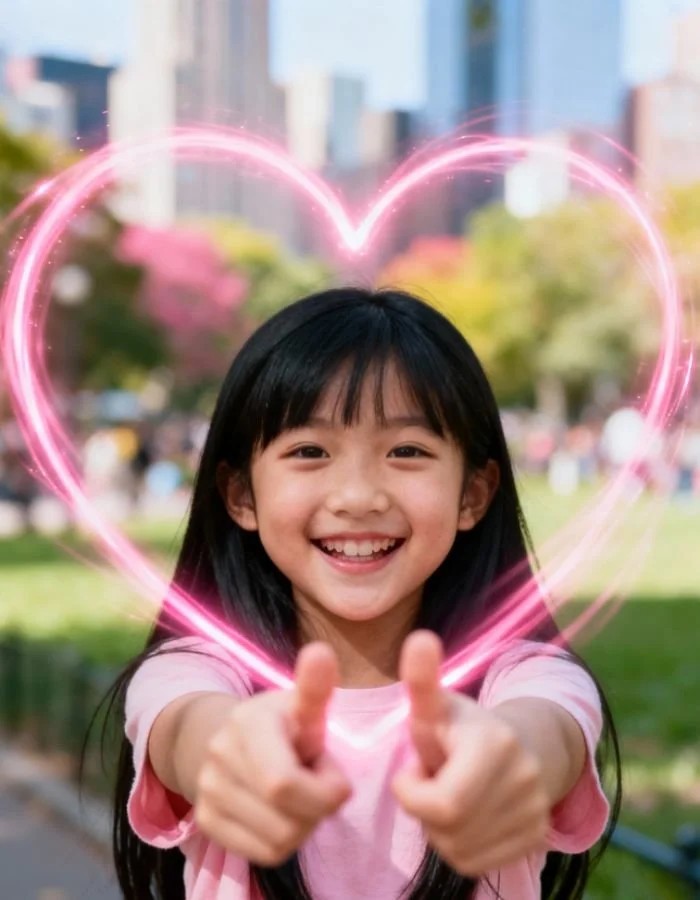 Cử chỉ bắn tim đầy yêu thương và tình cảm