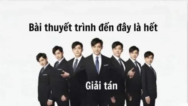 Biểu cảm bối rối, dòng chữ “Cám ơn đã lắng nghe”.
