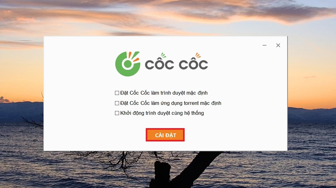 Nhấn Run để chấp nhận và Cài đặt Cốc Cốc