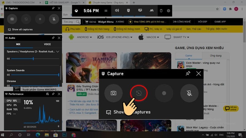Xuất video quay lại màn hình 30 giây trước đó bằng biểu tượng thứ 2 của Capture