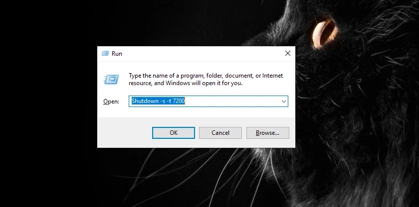 Nhập lệnh shutdown -s -t 7200 vào hộp thoại Run để hẹn giờ tắt máy tính sau 2 giờ