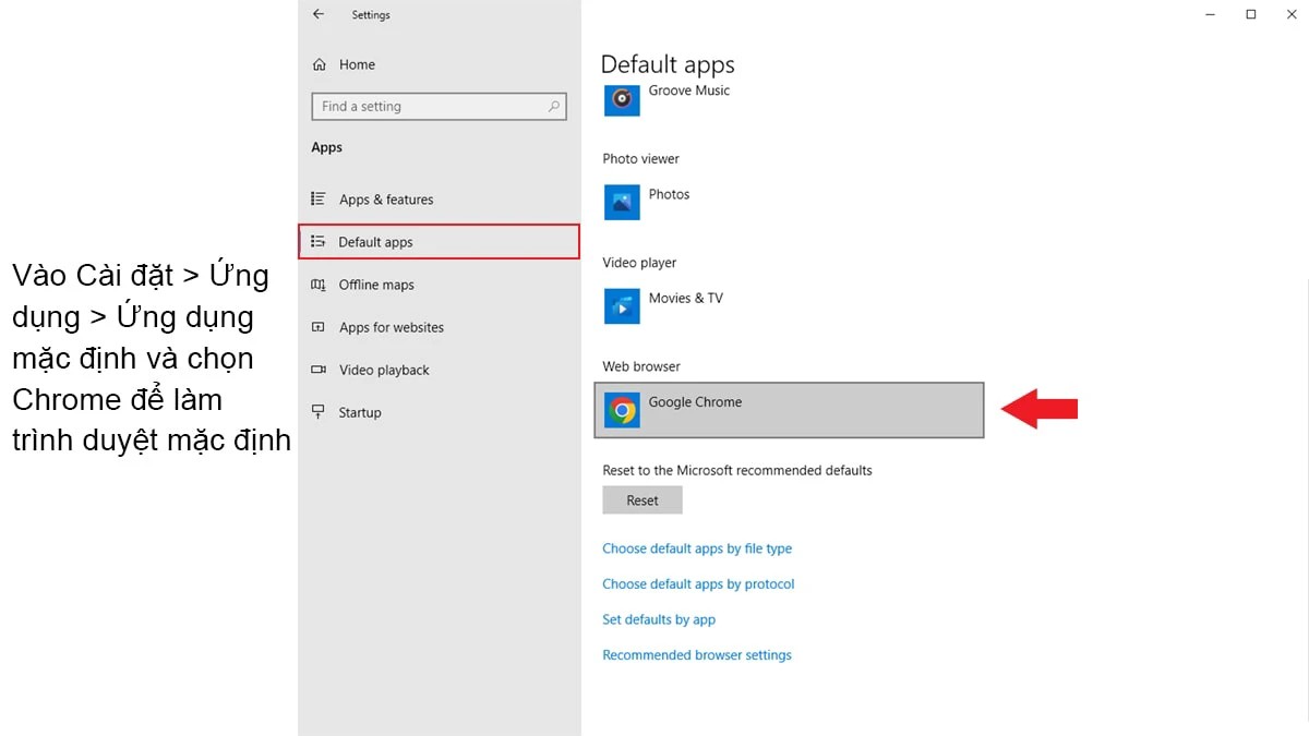 Hướng dẫn đặt Chrome làm trình duyệt mặc định trên Windows 10