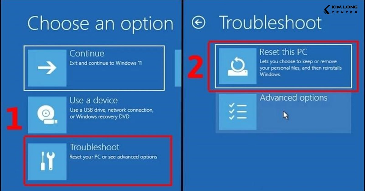Chọn Troubleshoot và Reset this PC trong Windows 11