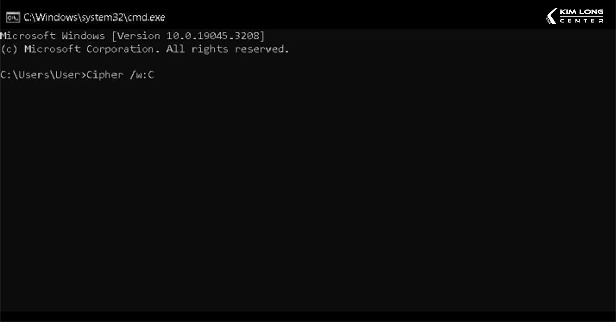 Nhập lệnh Cipher /w:C vào Command Prompt