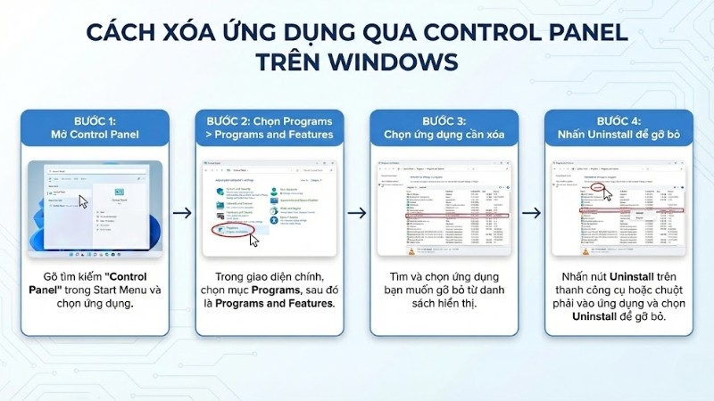 Xóa ứng dụng qua Control Panel