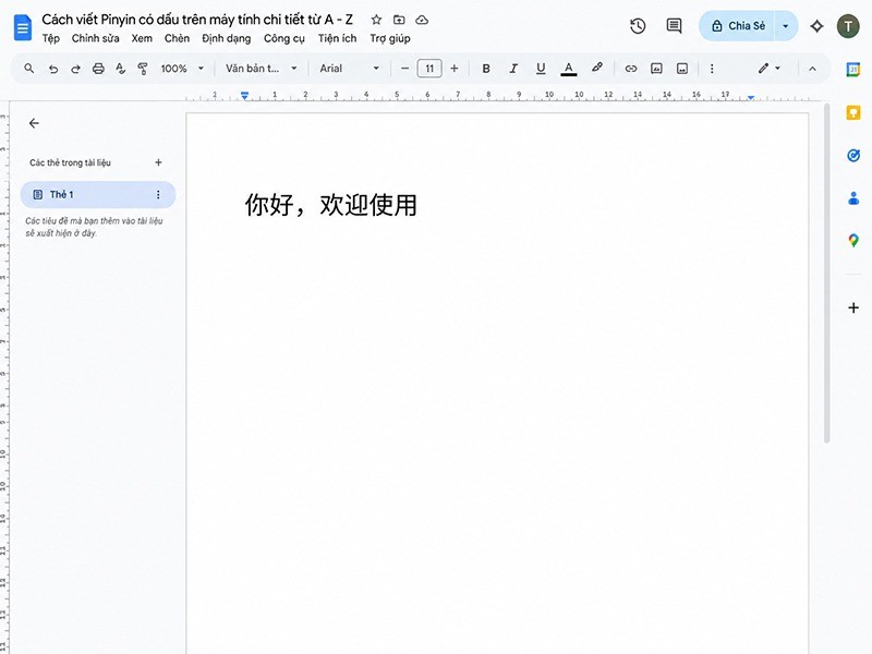 Có thể gõ tiếng Trung trên Google Docs