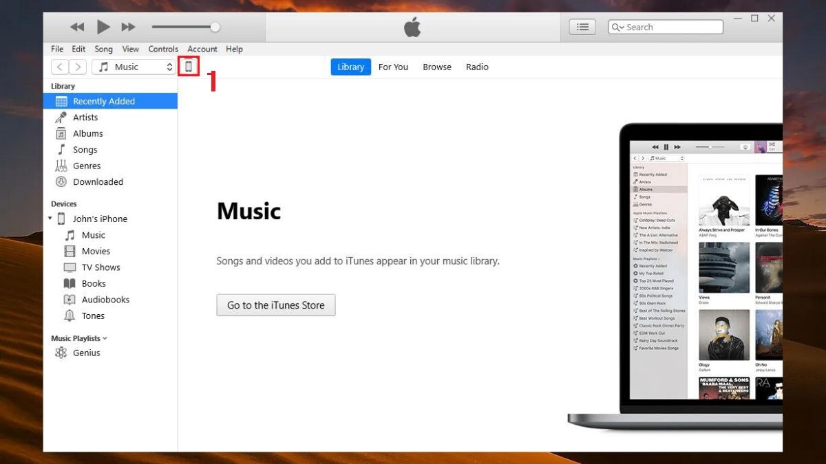 Cách copy chuyển ảnh từ iPhone vào máy tính bằng iTunes bước 2