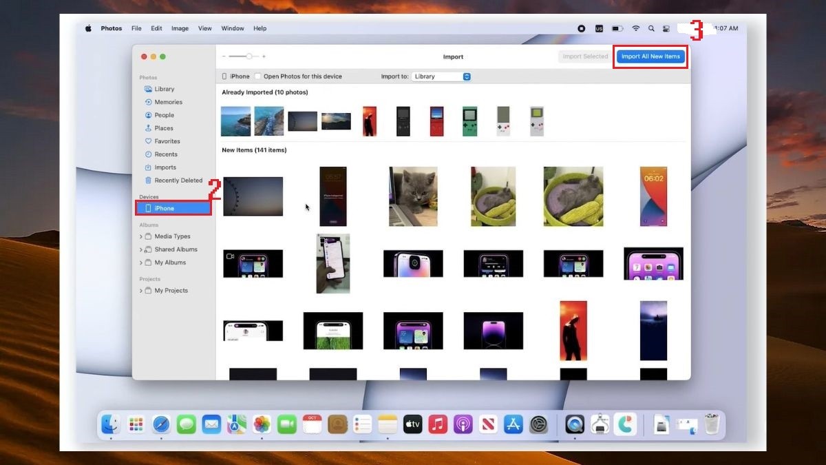 Cách chuyển ảnh từ iPhone sang MacBook qua ứng dụng Photos bước 3