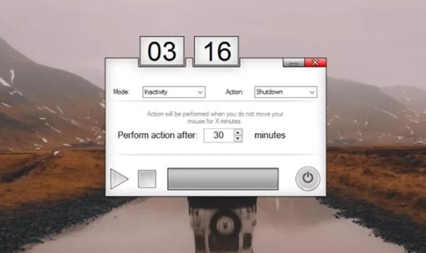 Giao diện phần mềm PC Sleep để hẹn giờ tắt máy tính tự động