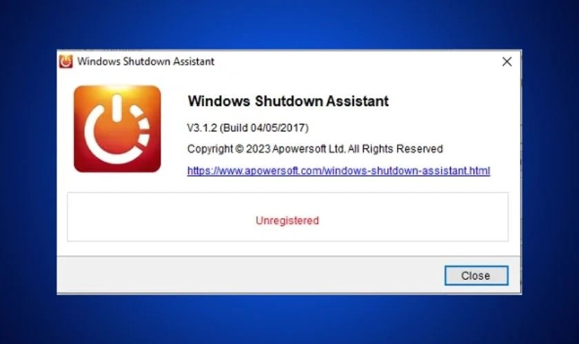 Giao diện phần mềm Windows Shutdown Assistant với nhiều tùy chọn hẹn giờ