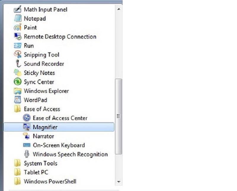Giao diện công cụ Magnifier trên Windows