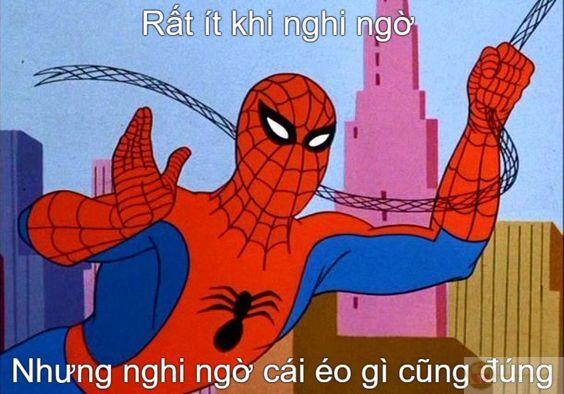 Hình ảnh hai Người Nhện chỉ tay vào nhau trong một cảnh phim hoạt hình kinh điển