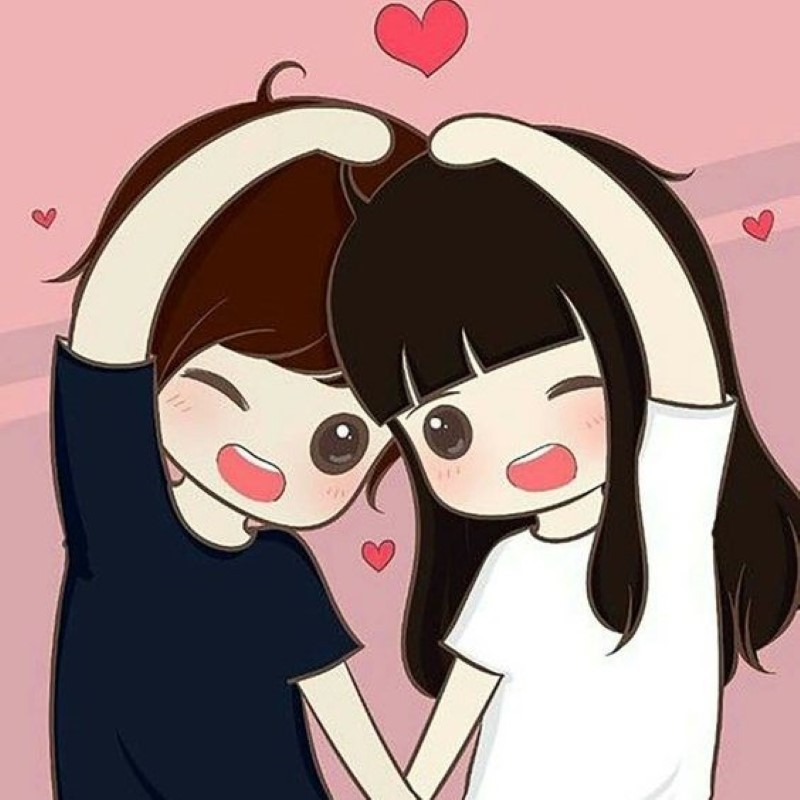 Meme tình yêu chibi với hai nhân vật hoạt hình ôm nhau