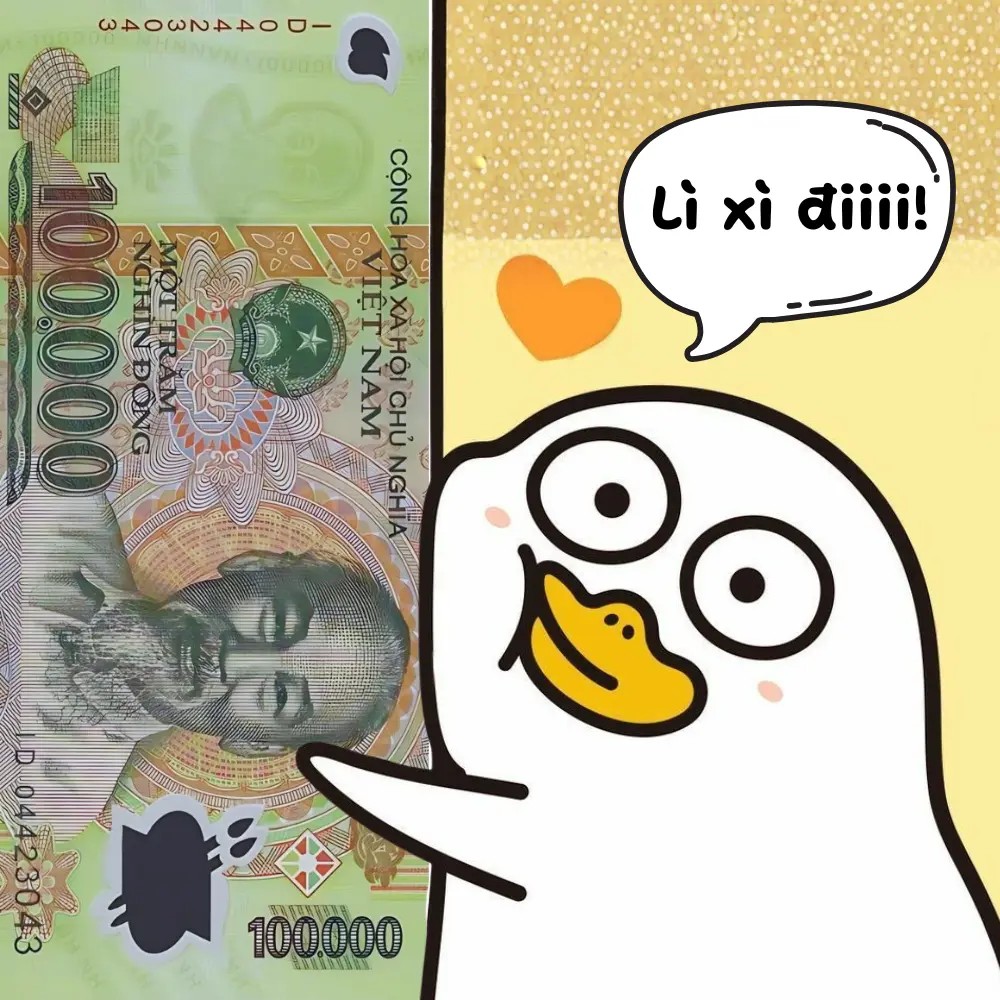 meme người đẹp bổn cung lì xi 50k,100k, 200k, 500k