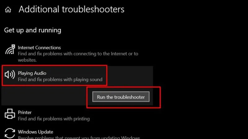 Sử dụng tính năng Troubleshoot để tìm và sửa lỗi âm thanh