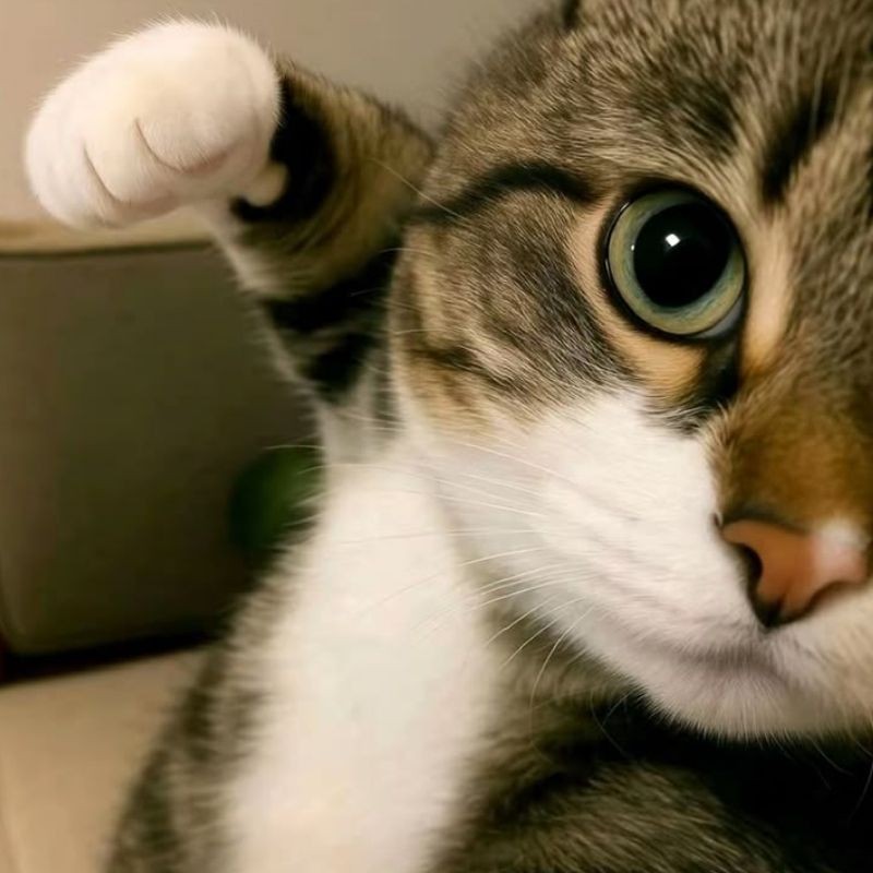 Chú mèo đang nhìn chằm chằm với ánh mắt đầy vẻ trách móc