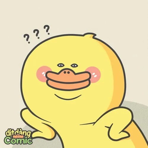 Meme hài vịt vàng biểu cảm “não lag toàn tập”.
