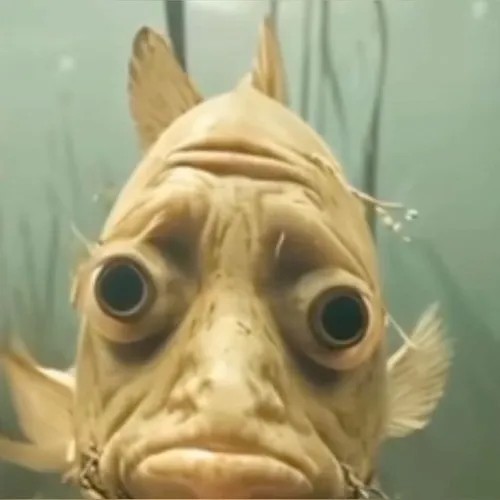 Hình meme hài cá chép thân rộng ôm đầu vì bất lực